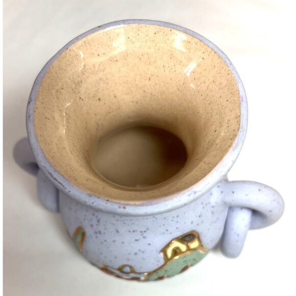 Vintage Handmade Ceramic Vase With Southwestern Design Dual Handles & Speckled F - Picture 3 of 3